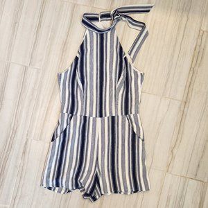 B. Darlin Navy & White Striped Romper